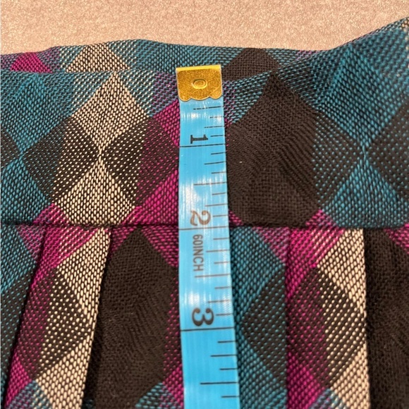 [US14] VTG Virani 100 Wool Multicoloured Pleated Geometric pattern Full Skirt - Picture 5 of 9